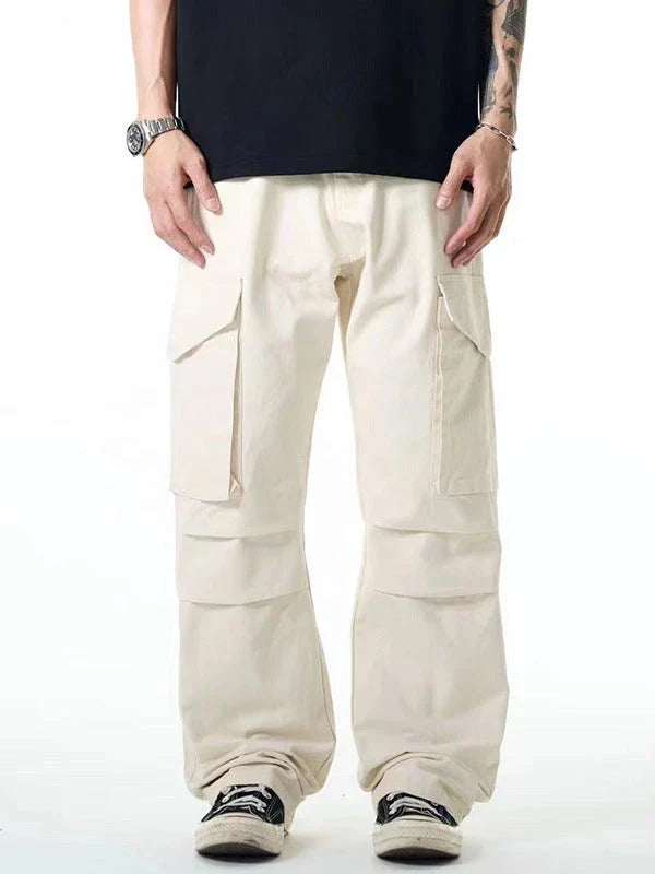 Men's Kiwi-inspired overalls with three-dimensional design, large pockets, and pleated legs for a relaxed, comfortable fit