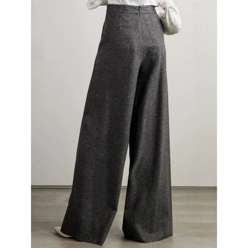 Chic high-waisted woollen wide-leg pants in various sizes for Kiwi women, offering comfort, style, and versatility for the winter season.