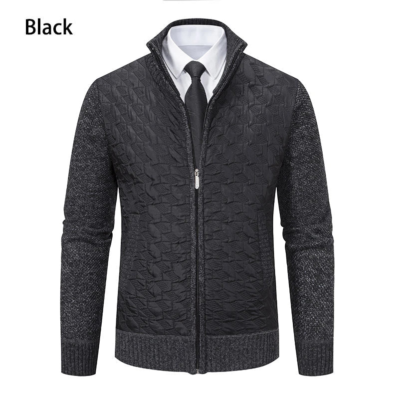 Premium winter jacket in slim-fit design with stand-up collar and long sleeves made of high-quality chenille fabric