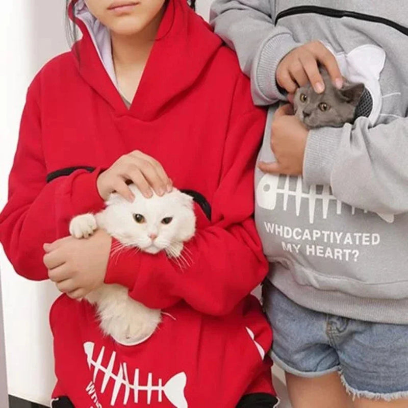 Shopprimex NZ Trendy Cat-Themed Hoodie with Pawsome Kangaroo Design