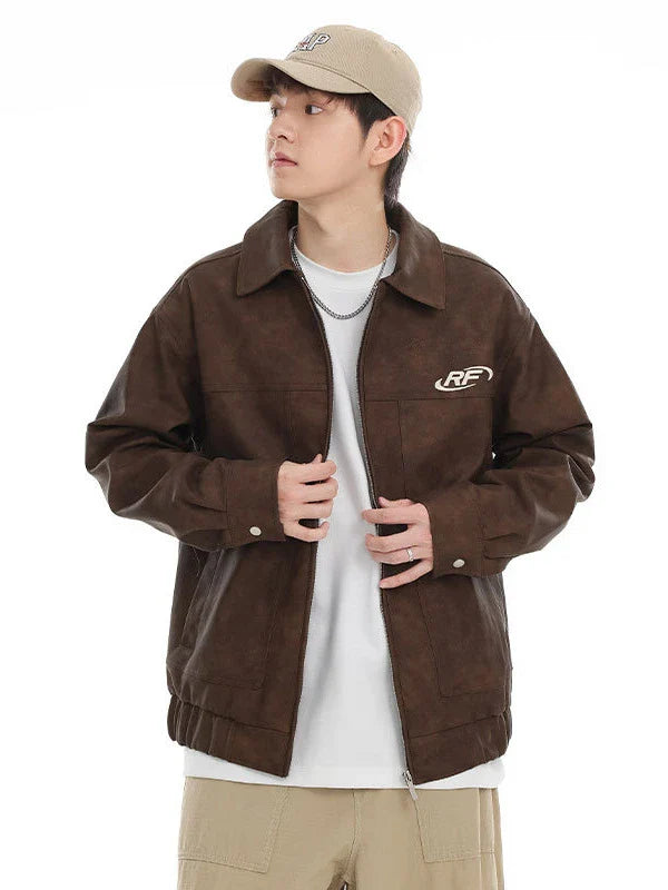 Stylish PU leather jacket for men with retro-inspired design and premium quality materials