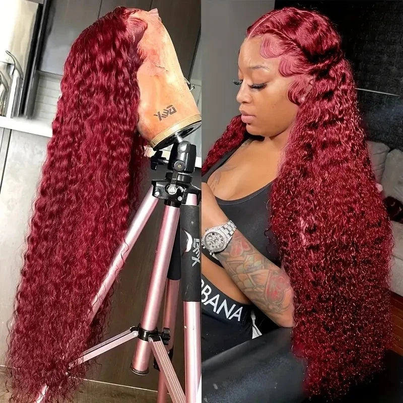 Stylish Wine Red Curly Hair Wig - Luxurious Synthetic Fibers, Vibrant Colour, and Natural Texture