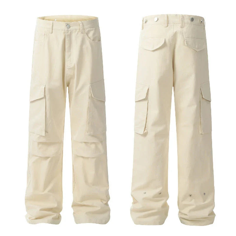 Men's Kiwi-inspired overalls with three-dimensional design, large pockets, and pleated legs for a relaxed, comfortable fit