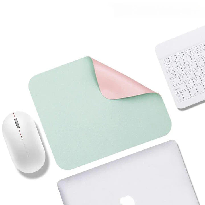 Colorful double-sided waterproof mouse pad with vibrant pink and silver design, perfect for enhancing Kiwi workspaces