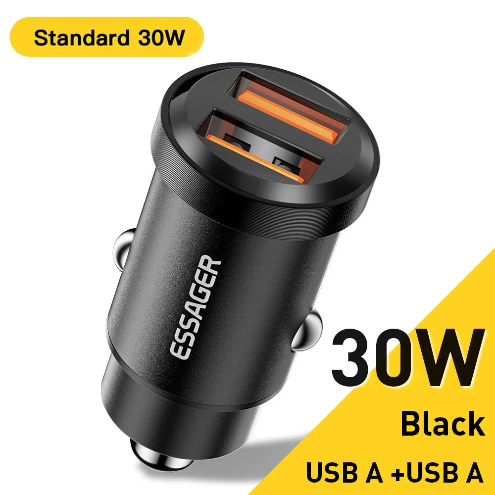 Trendha 45W USB-C Car Charger with Quick Charge 4.0 and dual ports for high-speed charging on the go