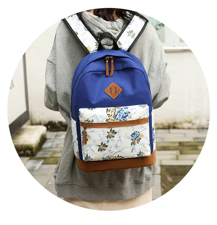 Stylish Kōwhai-inspired backpack with floral accents, perfect for Kiwi adventures