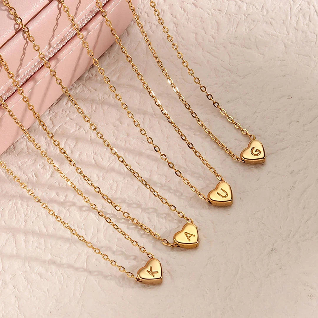 Elegant 18K gold-plated necklace with a love letter-inspired pendant design