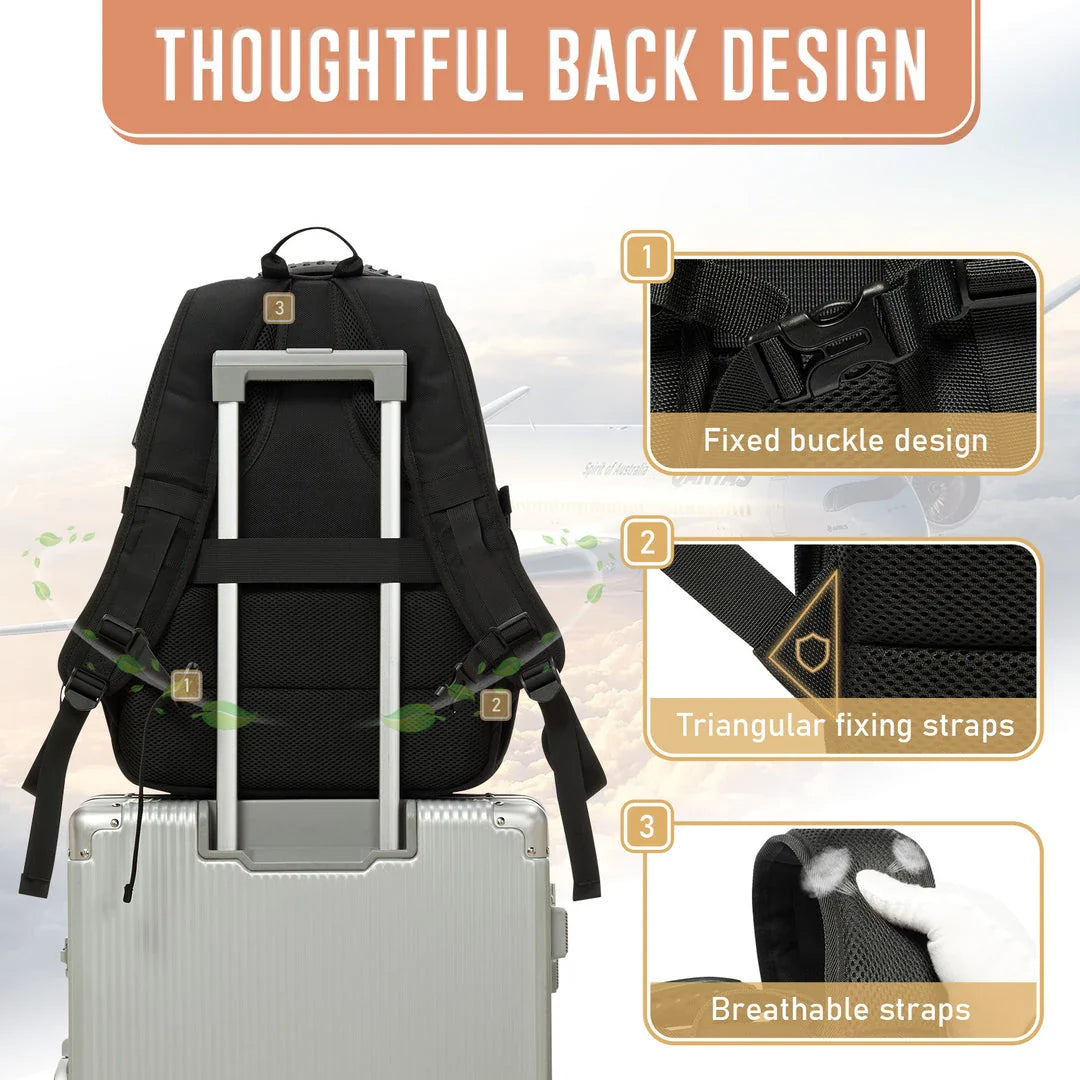 Versatile Business Travel Laptop Backpack with Spacious Capacity, Anti-Theft Design, USB Charging Port, and Water-Resistant Nylon Construction