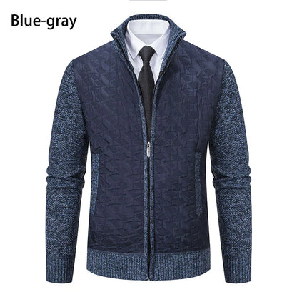 Premium winter jacket in slim-fit design with stand-up collar and long sleeves made of high-quality chenille fabric