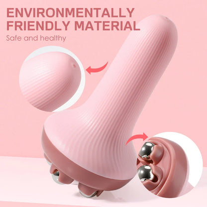 Versatile Handheld Massage Roller with five rotating balls for targeted body contouring and cellulite reduction