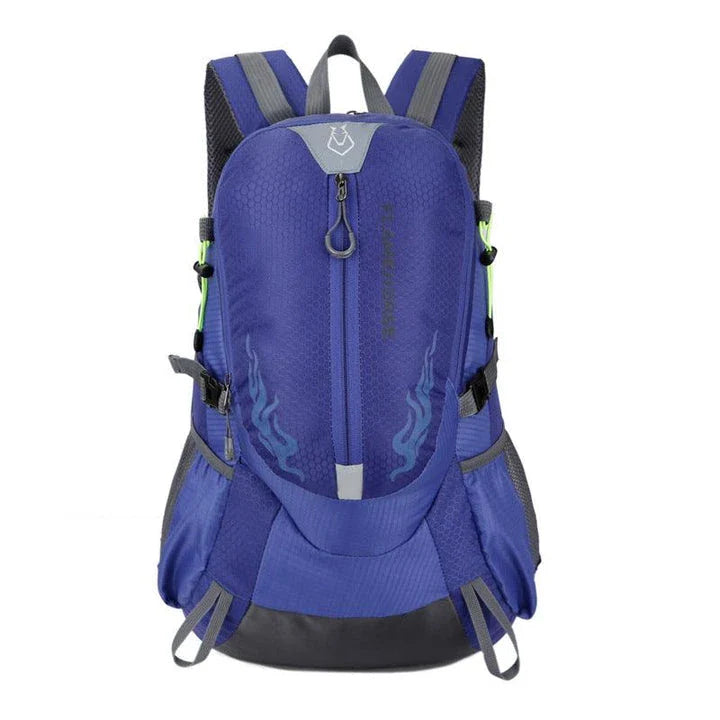 A versatile outdoor backpack made of waterproof nylon, featuring a dedicated laptop compartment, breathable mesh back panel, and adjustable straps for comfort and organization.