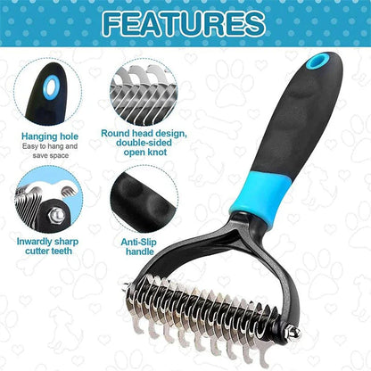 Professional stainless steel dog grooming comb with ergonomic design for removing loose hair, debris, and tangles from your pup's coat