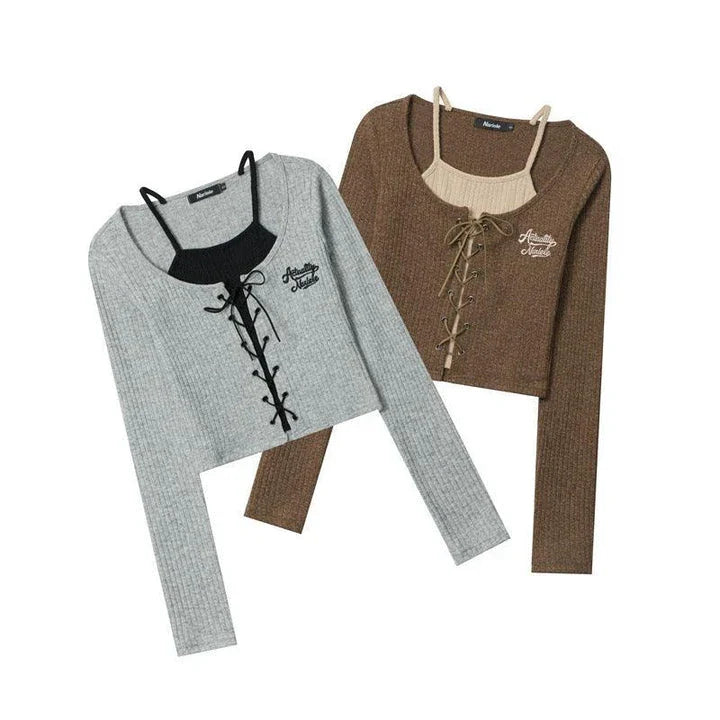 Stylish knitted cardigan with embroidered accent in gray and coffee colors, featuring a cosy, long-sleeved design and relaxed, short fit for women