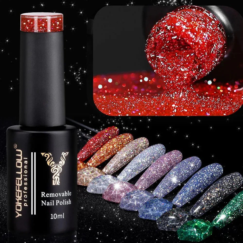 Sparkling 10ML Reflective Glitter Gel Nail Polish in Blue Color for Kiwi Glamour