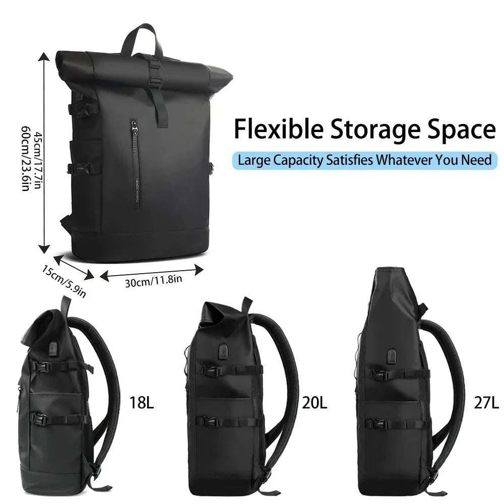 Sleek and weatherproof laptop backpack with adjustable capacity, USB charging, and anti-theft features for the active Kiwi lifestyle