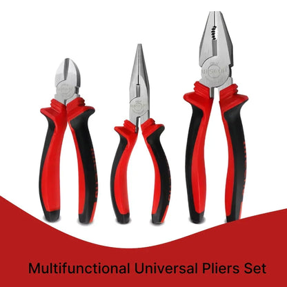 Versatile 3-piece pliers set made with premium chrome vanadium steel for durable and precise performance