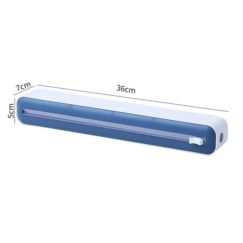 Versatile magnetic kitchen wrap dispenser with slide cutter for managing cling film, foil, and baking paper in a Kiwi kitchen