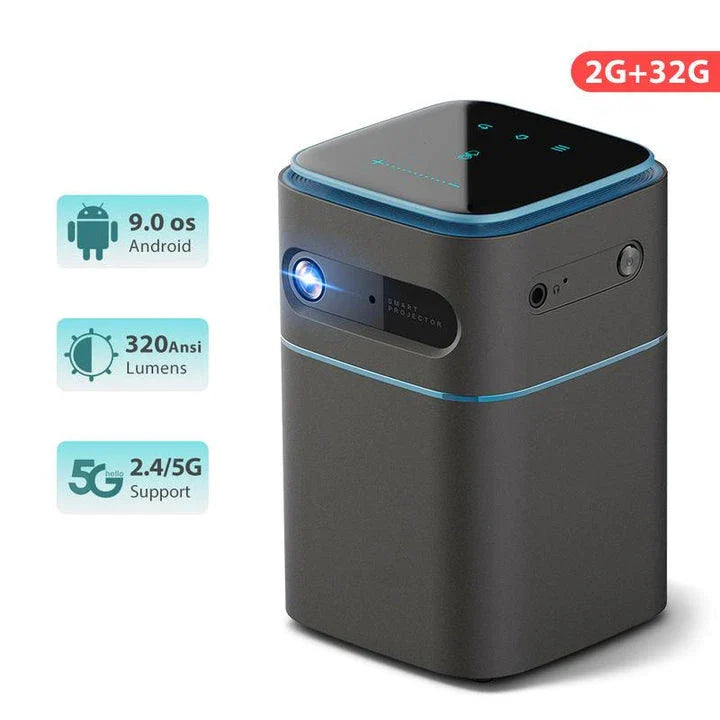 4K Mini DLP Portable Pocket Projector with Android 9 and WiFi for versatile entertainment and productivity