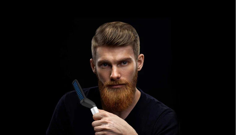 Multifunctional Hair Styler Brush for versatile hair and beard grooming, with heat settings, illuminated power indicator, and ergonomic design