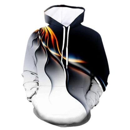 Vibrant 3D printed hoodie with Kiwi-inspired design, made from premium cotton blend fabric for comfort and style.