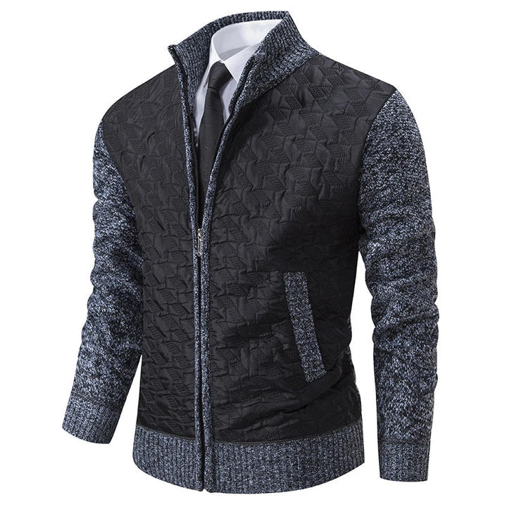 Premium winter jacket in slim-fit design with stand-up collar and long sleeves made of high-quality chenille fabric