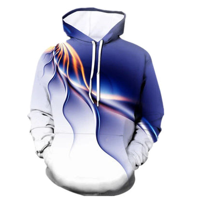 Vibrant 3D printed hoodie with Kiwi-inspired design, made from premium cotton blend fabric for comfort and style.