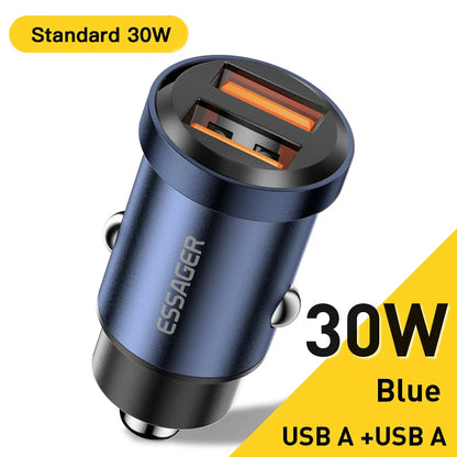 Trendha 45W USB-C Car Charger with Quick Charge 4.0 and dual ports for high-speed charging on the go