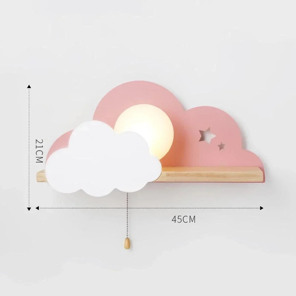 Whimsical cloud and moon-shaped wall lamp with a pull switch for easy operation, perfect for adding a touch of magic to Kiwi homes.