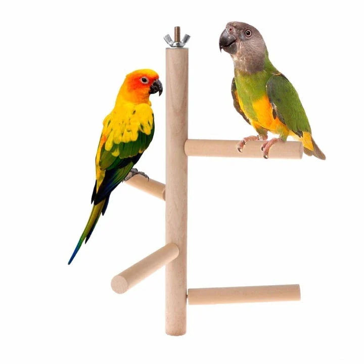 4-Tier Eco-Friendly Perch for Pet Birds, made of premium wood and metal materials for a comfortable and sustainable bird habitat