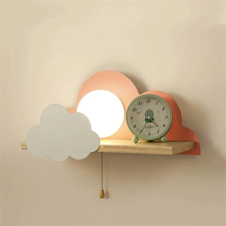 Whimsical cloud and moon-shaped wall lamp with a pull switch for easy operation, perfect for adding a touch of magic to Kiwi homes.