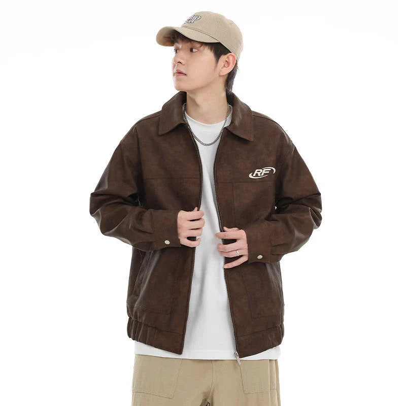 Stylish PU leather jacket for men with retro-inspired design and premium quality materials