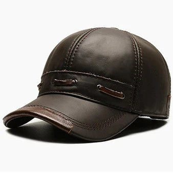 A classic retro-inspired peaked cap made from premium cowhide, providing windproof and thermal protection for Kiwi men.