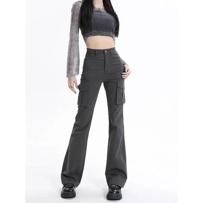 Stylish high-waisted slim cargo jeans for modern Kiwi women, featuring a sleek silhouette and practical pockets