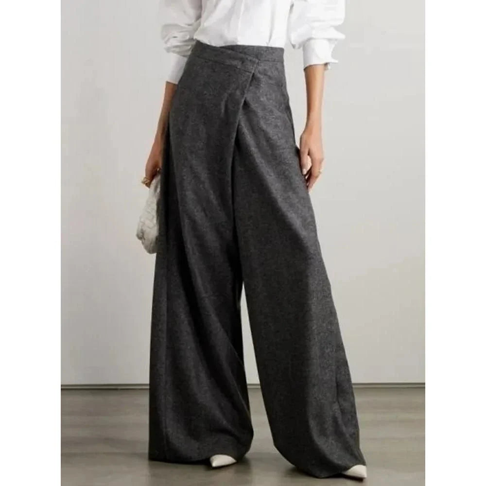 Chic high-waisted woollen wide-leg pants in various sizes for Kiwi women, offering comfort, style, and versatility for the winter season.