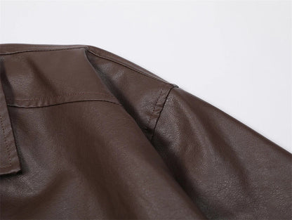 A sleek and stylish leather jacket made from premium New Zealand leather, featuring a smooth zipper closure for easy wear and a tailored fit.