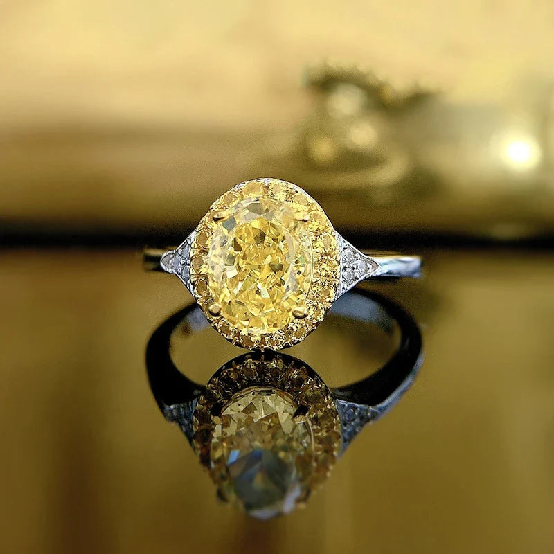 Stylish silver ring featuring a meticulously cut yellow diamond, showcasing Trendha's commitment to quality and innovation.