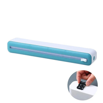 Versatile magnetic kitchen wrap dispenser with slide cutter for managing cling film, foil, and baking paper in a Kiwi kitchen