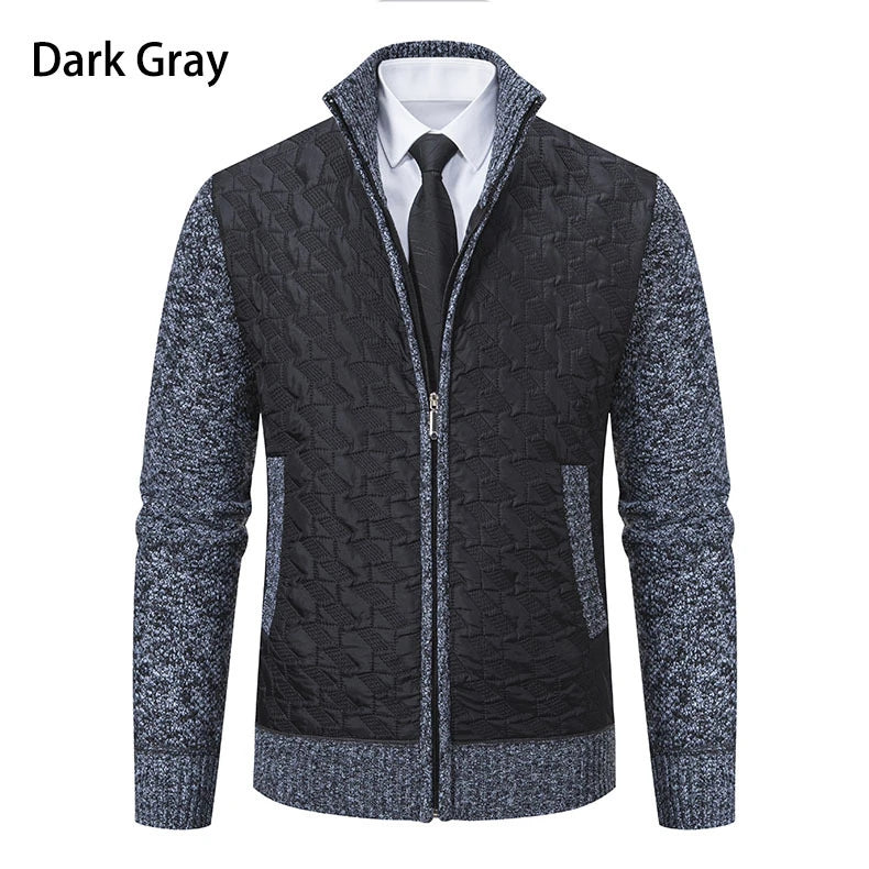 Premium winter jacket in slim-fit design with stand-up collar and long sleeves made of high-quality chenille fabric