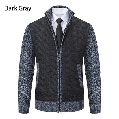 Premium winter jacket in slim-fit design with stand-up collar and long sleeves made of high-quality chenille fabric