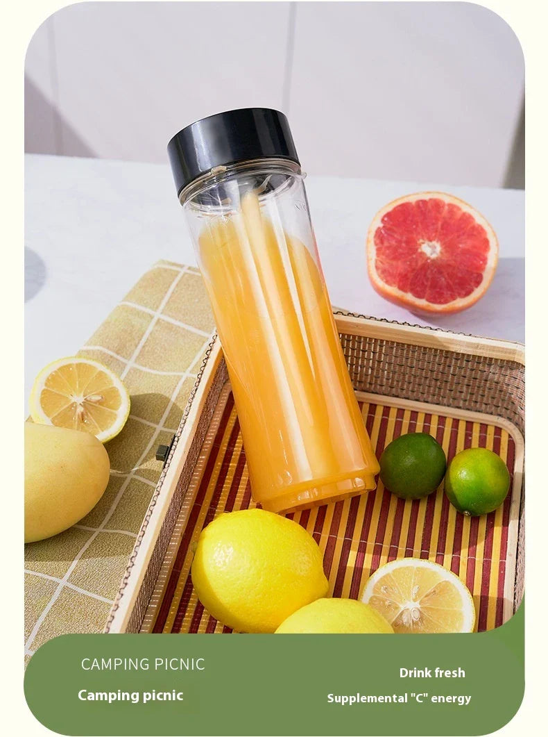 Versatile Juicer and Food Processor with stainless steel construction, compact design, and travel-friendly cup