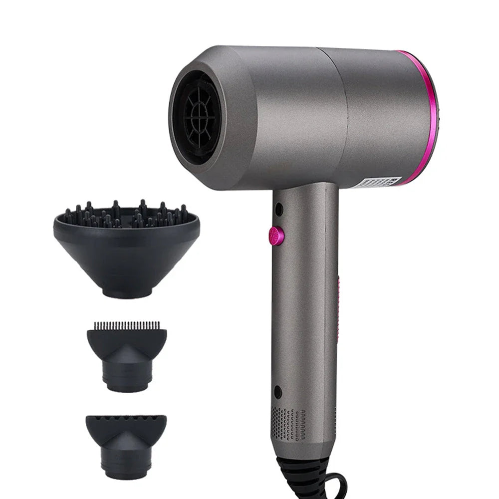 A pink professional hair dryer with cold and hot settings for salon-quality hair care at home