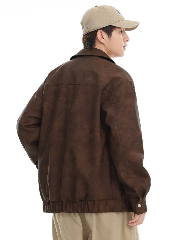 Stylish PU leather jacket for men with retro-inspired design and premium quality materials