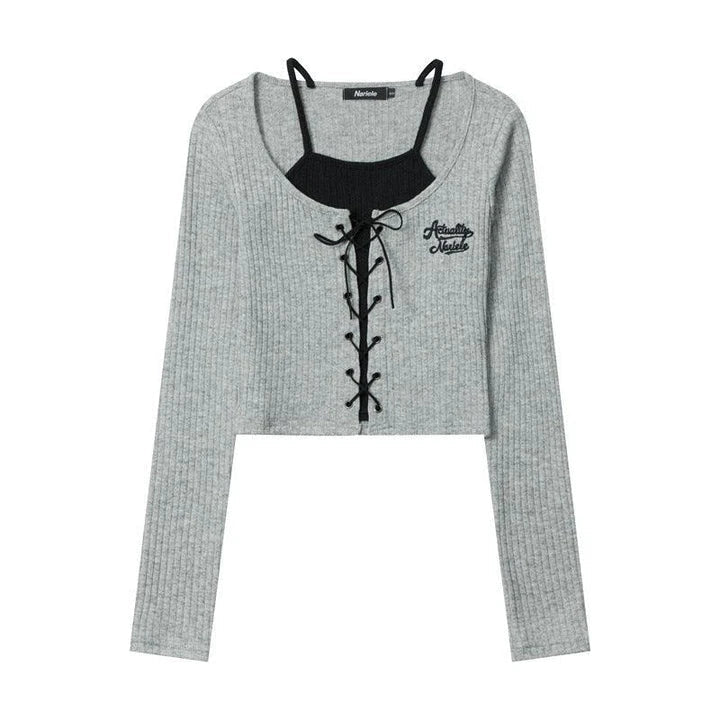 Stylish knitted cardigan with embroidered accent in gray and coffee colors, featuring a cosy, long-sleeved design and relaxed, short fit for women