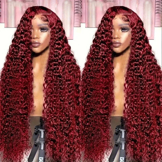 Stylish Wine Red Curly Hair Wig - Luxurious Synthetic Fibers, Vibrant Colour, and Natural Texture