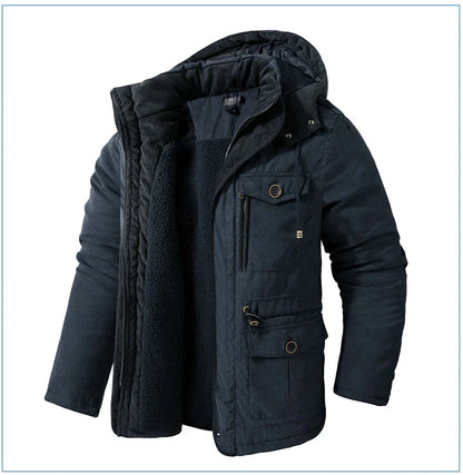 A warm, fleece-lined puffer coat in a variety of colors, designed for men to stay cozy and protected in the New Zealand winter.