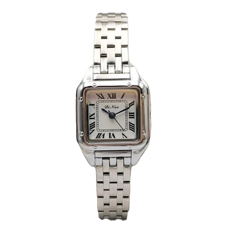 A stylish square-shaped steel watch with a quartz movement and a fine steel band, perfect for the modern Kiwi lifestyle.