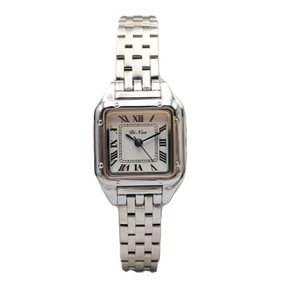 A stylish square-shaped steel watch with a quartz movement and a fine steel band, perfect for the modern Kiwi lifestyle.