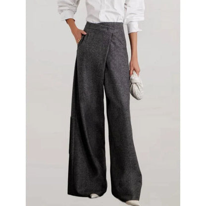 Chic high-waisted woollen wide-leg pants in various sizes for Kiwi women, offering comfort, style, and versatility for the winter season.