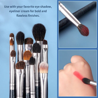 Premium 13-piece eye makeup brush set with a blend of natural and synthetic bristles for precise application of powders, liquids, and creams.