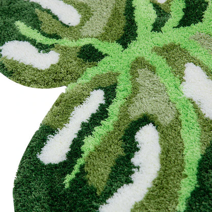 Tropical Monstera Leaf Tufted Rug with unique irregular leaf design and soft, comfortable texture